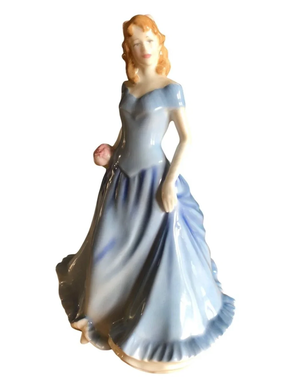 Royal Doulton Porcelain Lady Prototype Figurine Blue Dress Pink Flowers Girl Sta
